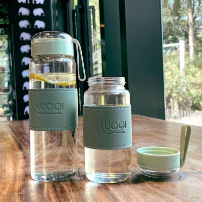 Picture of 480ML Portable Cute Heat Resistant Glass Bottle For Drink Cold Water Juice Tea With Screw Lid Filter Net Easy To Carry - Water Bottle - Water Bottle Multicolor 