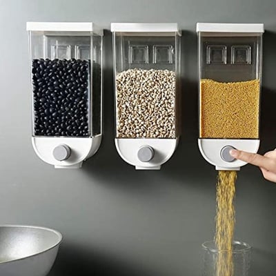 Picture of Wall-Mounted Cereal Dispenser, Kitchen Food Storage, Single Dry Food Snack Grain Canister Food Storage Organizer for Beans, Grounds, Tea-1Kg Multicolor 