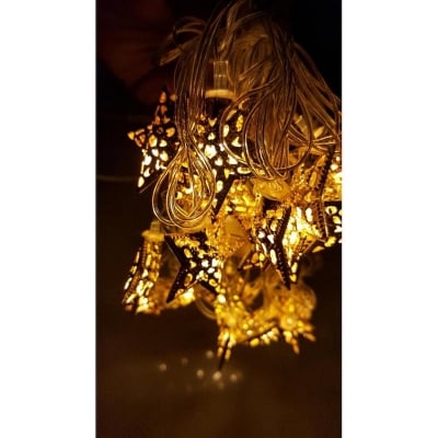 Picture of Golden Metal Star Fairy Light, Metal Star String Light - Fairy lights 20pcs string lights Party Wedding Decoration - Room Decoration Light Gold 