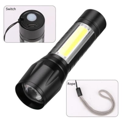 Picture of Multi Functional Usb Rechargeable LED Mini Flashlight Black 
