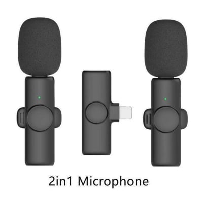 Picture of K9 Dual Wireless Lavalier Microphone Lapel Mic System for YouTube( Type C And A.pple) Black 