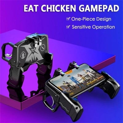 Picture of K21 Mobile Gamepad L1R1 Game Controller Four Fingers Ergonomic Grip Metal Trigger Joystick for iOS Android Phone New Black 