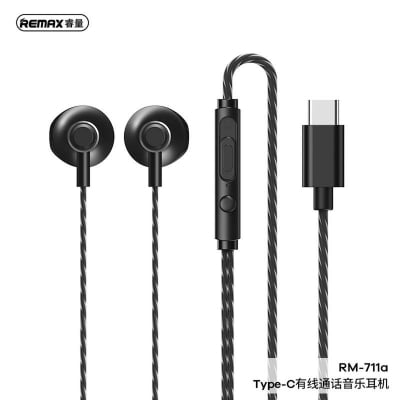 Picture of Remax RM-711A Wired Earphone For Calls & Music Black 