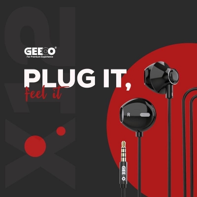Picture of GEEOO X12 Strong Bass Earphone IN-EAR EARPHONES WITH bag and holder Black 