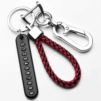 Picture of Phone Number Car Key Chain Red