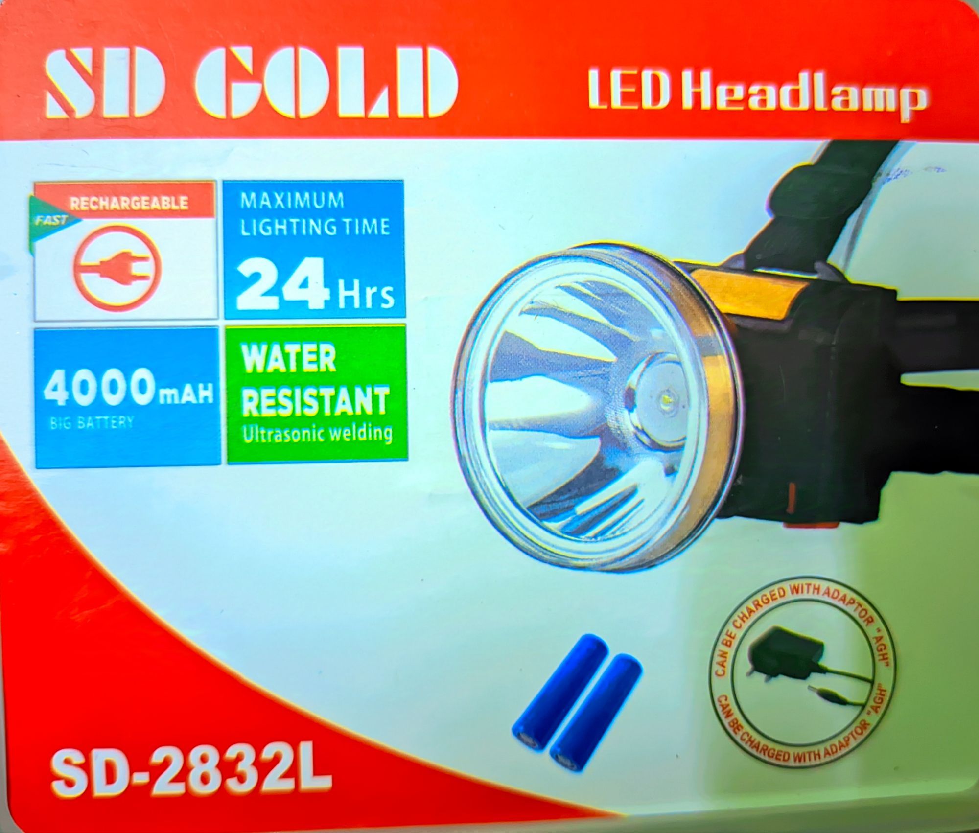 Picture of Ultra Bright Rechargeable LED Head Torch with Wide Beam Brown