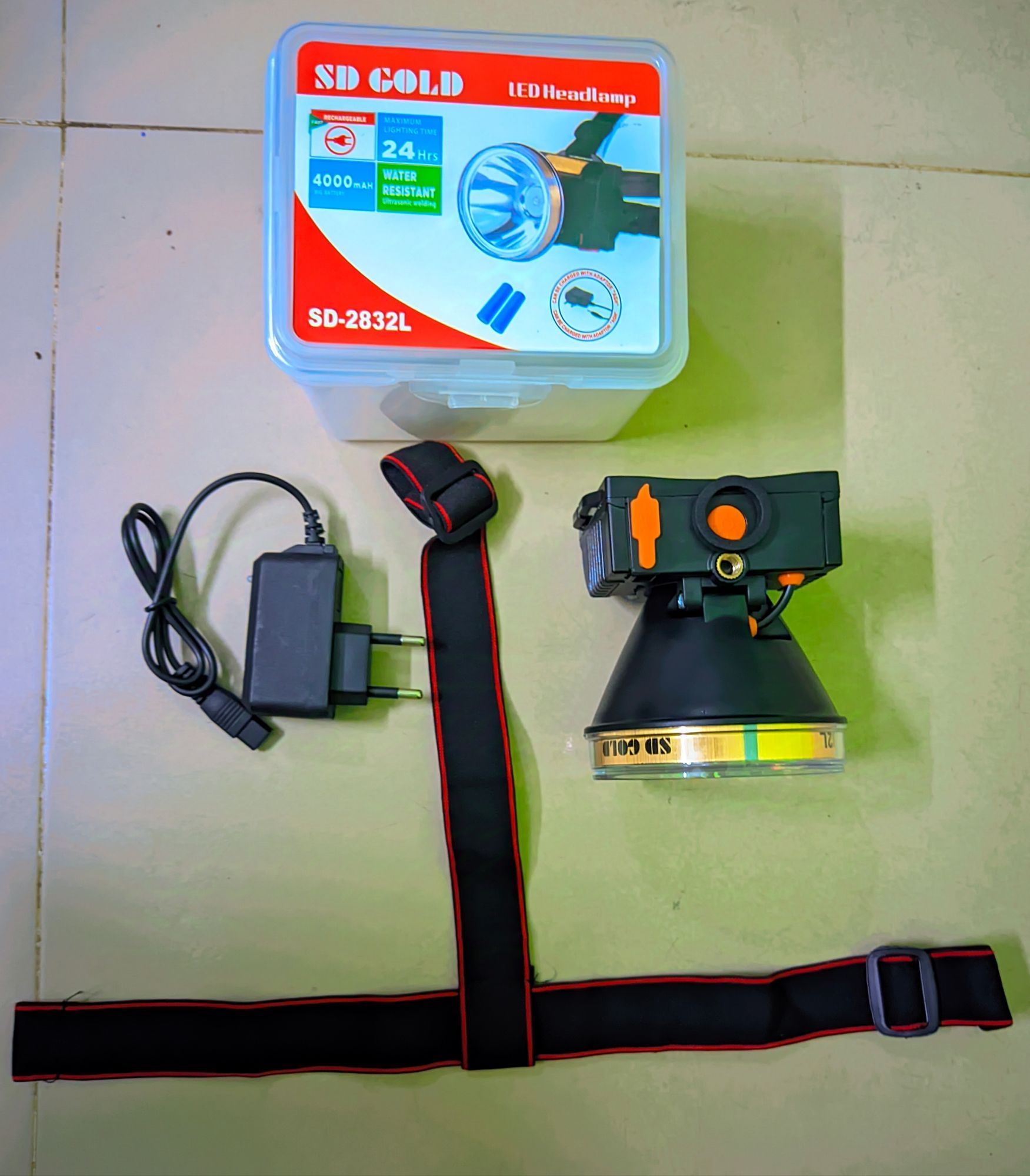 Picture of LED Headlamp Rechargeable Waterproof for Hiking Trails Gold