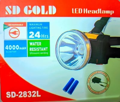 Picture of Multifunction Rechargeable LED Headlamp USB Powered Gold