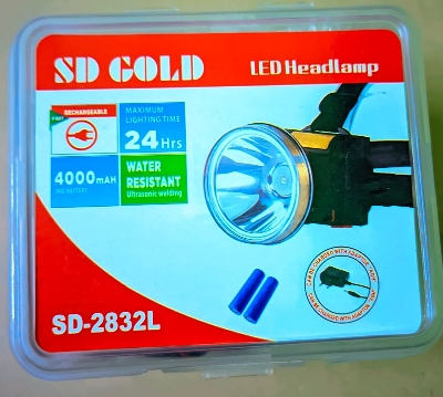 Picture of Waterproof LED Head Torch Rechargeable for Outdoor Jobs Brown