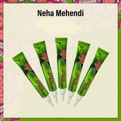Picture of 6 Piece Neha Mehedi Natural Henna Cone - Celebration Party Pack Green