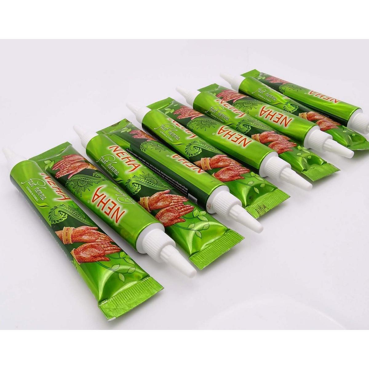 Picture of 6 Piece Neha Mehedi Natural Henna Cone - Elegant Bridal Pack Green