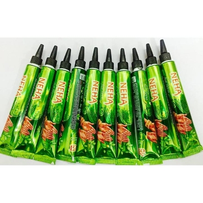 Picture of 12 Piece Neha Mehedi Natural Henna Cone for Bridal Use Green