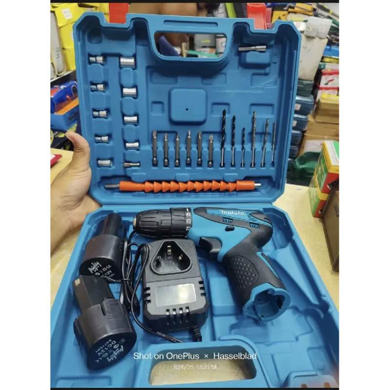 Picture of Makita Cordless Drill Machine(12v) 23pcs materials - drill machine High Quality-Blue