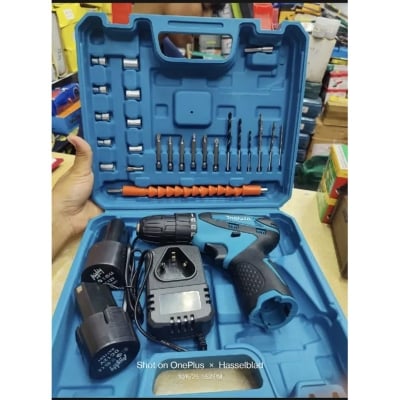 Picture of Makita Cordless Drill Machine(12v) 23pcs materials - drill machine High Quality-Blue