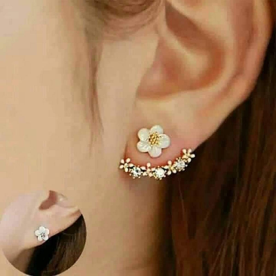 Picture of Cute Cherry Blossoms Flower Stud Earrings for Women Several Peach Blossoms Earrings-China Gold