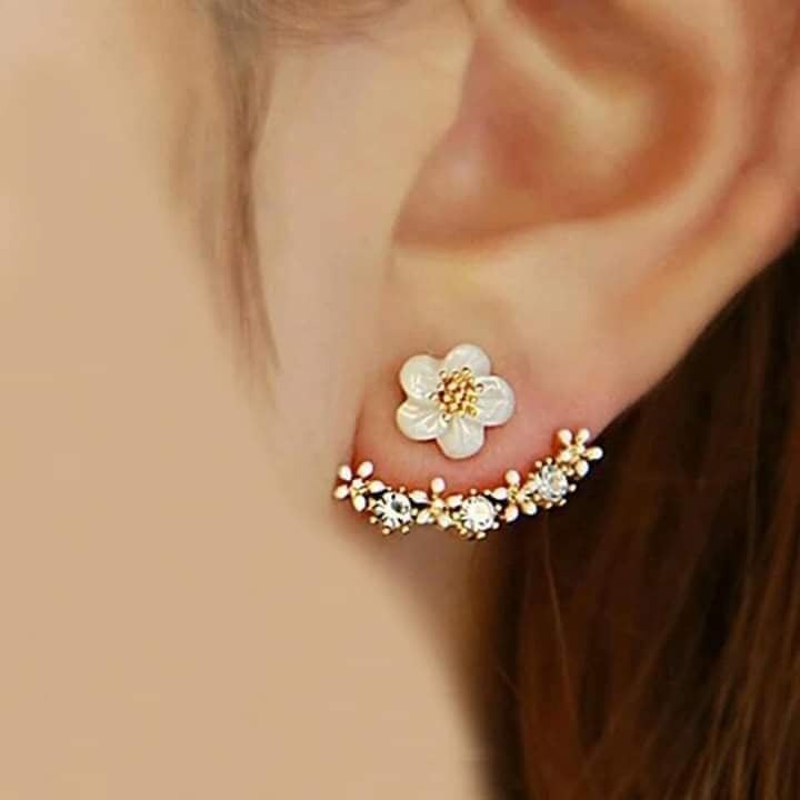Picture of Cute Cherry Blossoms Flower Stud Earrings for Women Several Peach Blossoms Earrings-China Gold