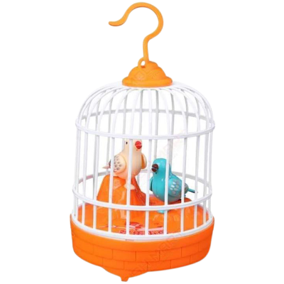 Picture of Rechargeable Electric Chirping Birds Birdcage Voice Control Talking Birds Toy - Multicolor