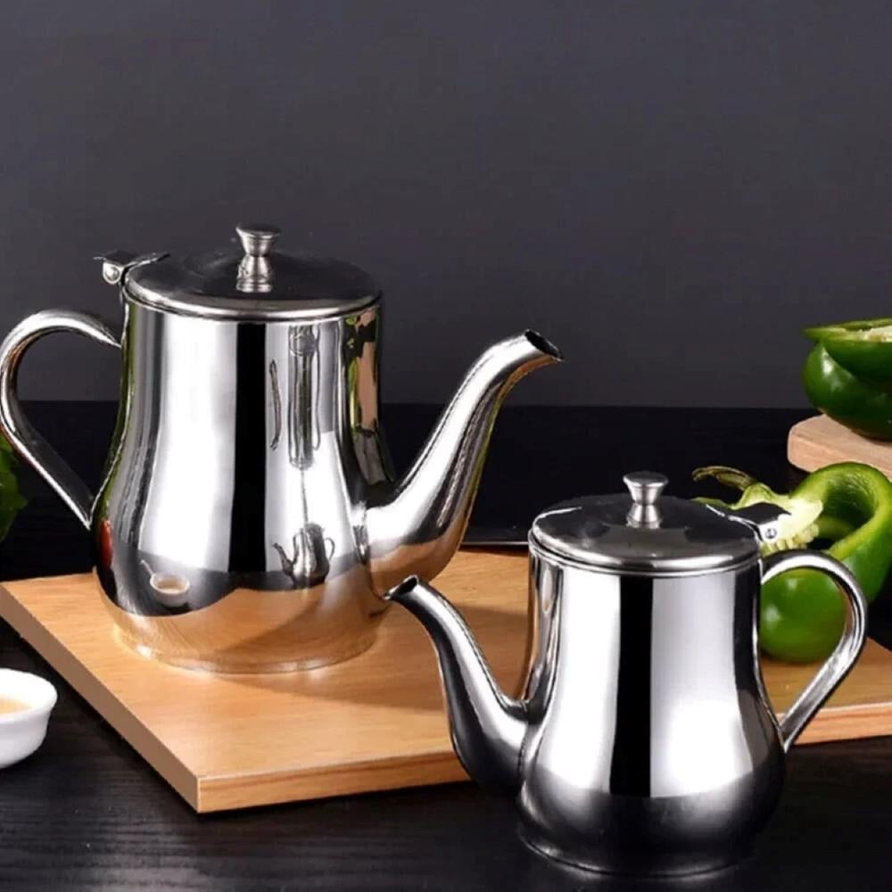 Picture of 24 oz Stainless Steel Oil Strainer Pot Container Jug Storage Can With Filter Cooking Oil Pot Kitchen Large Capacity