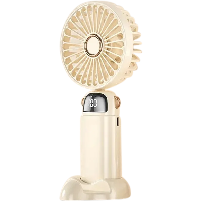 Picture of USB Handheld Mini Fan Foldable Portable Neck Hanging Fans 5 Speed USB Rechargeable Fan with Phone Stand and Display Screen