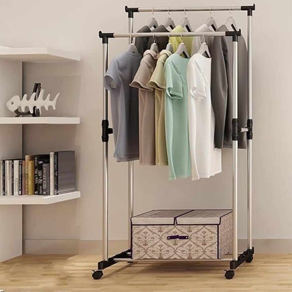 Picture of Double Pole Cloth Rack – Heavy-Duty, Adjustable and Space-Saving For Home, Laundry and Bedroom Use