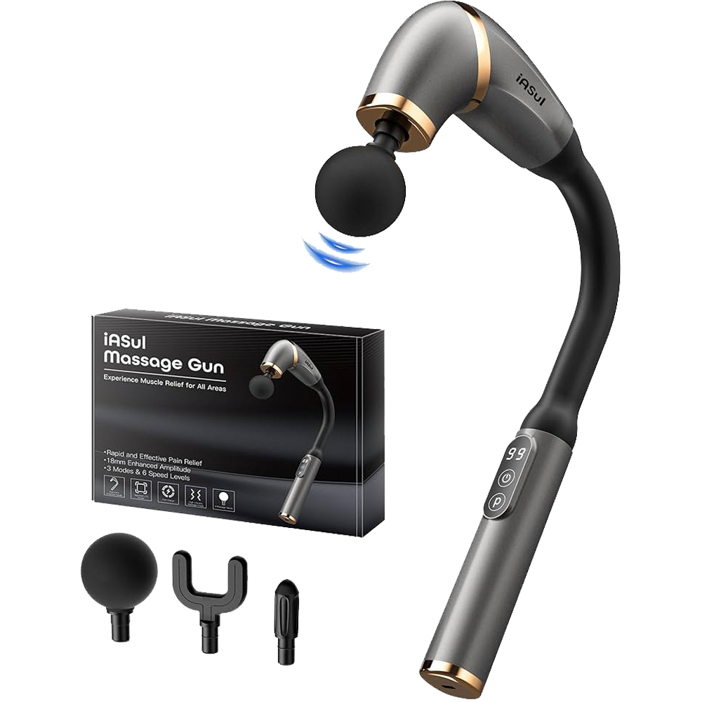 Picture of SEAHELTON Massage Gun With Extension Handle, Percussion Massage Gun For Pain Relief, Deep Tissue Handheld Muscle Massager For Body Pain Relief
