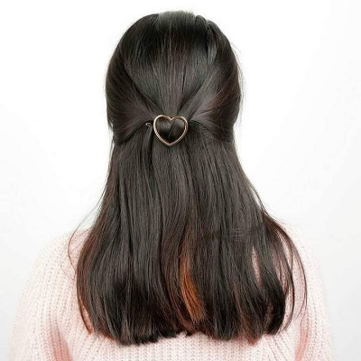 Picture of Love Shape Hair Clip Stylish Hair Accessories for Women Hair Grips Clamps Gold