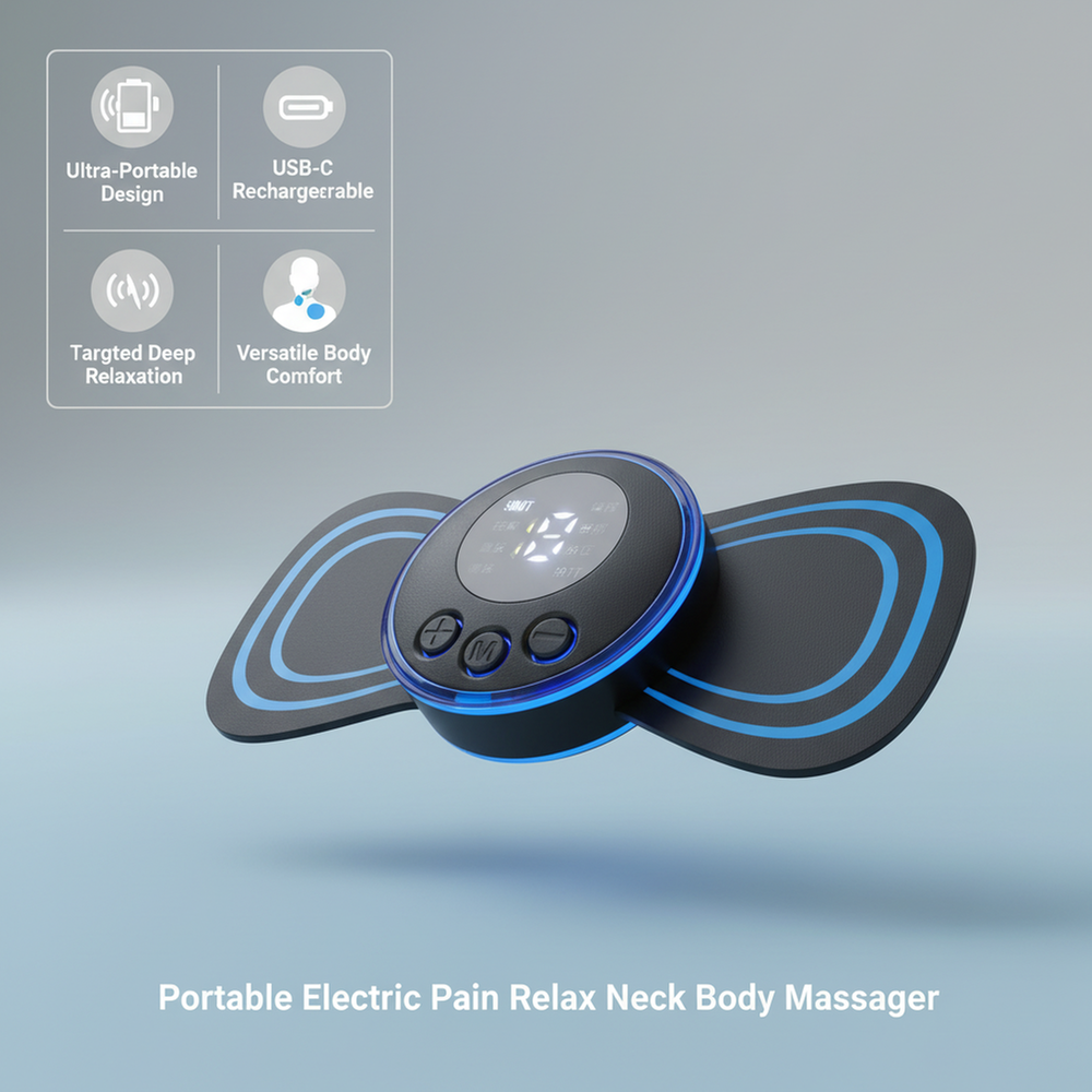 Picture of Portable Electric Pain Relax Neck Body Massager With USB Charging Cable - 1 Pcs