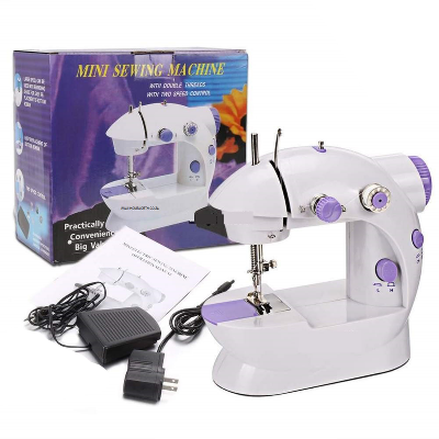 Picture of Portable Mini Sewing Machine with Foot Pedal and Adapter - White