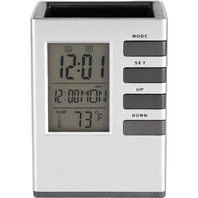 Picture of Multifunctional Led Desk Clock Digital Lcd Screen Alarm Clock Pen Holder Temperature Display For Home Office