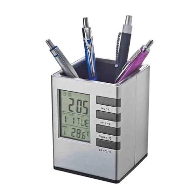 Picture of Multifunctional Led Desk Clock Digital Lcd Screen Alarm Clock Pen Holder Temperature Display For Home Office