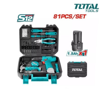Picture of TOTAL 81 PCS Tool Set with 12V Cordless Drill | THKTHP10812 | All-in-One Kit-244
