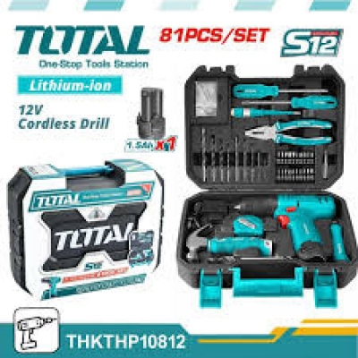 Picture of TOTAL 81 PCS Tool Set with 12V Cordless Drill | THKTHP10812 | All-in-One Kit-244