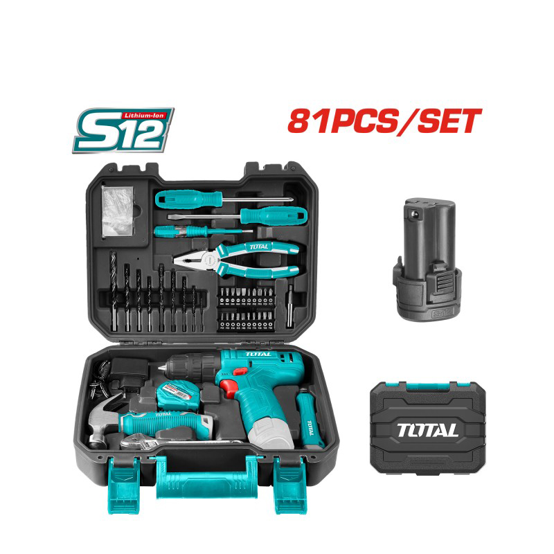 Picture of TOTAL 81 PCS Tool Set with 12V Cordless Drill | THKTHP10812 | All-in-One Kit-244