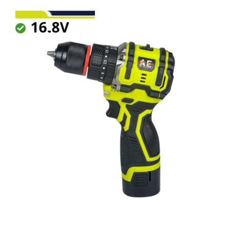 Picture of A E 16.8V Double Battery IMPECT Cordless Drill Brushless Motor Metal Chock Yellow Color AEDRILL