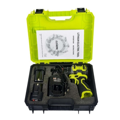 Picture of A E 16.8V Double Battery IMPECT Cordless Drill Brushless Motor Metal Chock Yellow Color AEDRILL