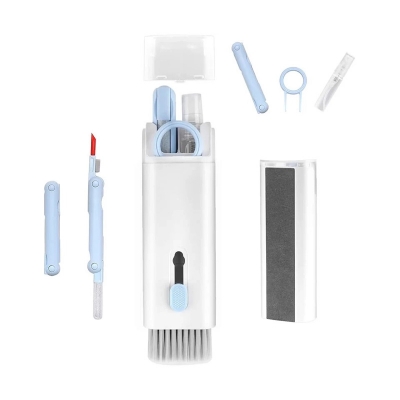Picture of 7-In-1 Multifunctional Keyboard Cleaning Brush Kit | Keycap Puller, Screen Cleaner, Earphone Cleaning Tools - White
