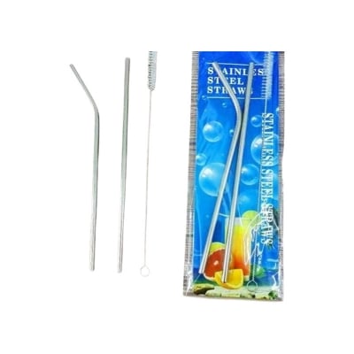 Picture of Metal Straws Reusable Metal Straw Stainless Steel Metal Straw Metal Straw Cleaner Metal Straw Metal Straw With Tumbler 3pcs pack -Silver