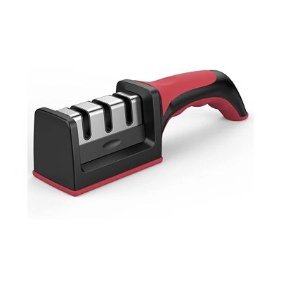 Picture of 3 Stages Knife Sharpener Sharpening Stone Sharpening Hone Grindstone -Red