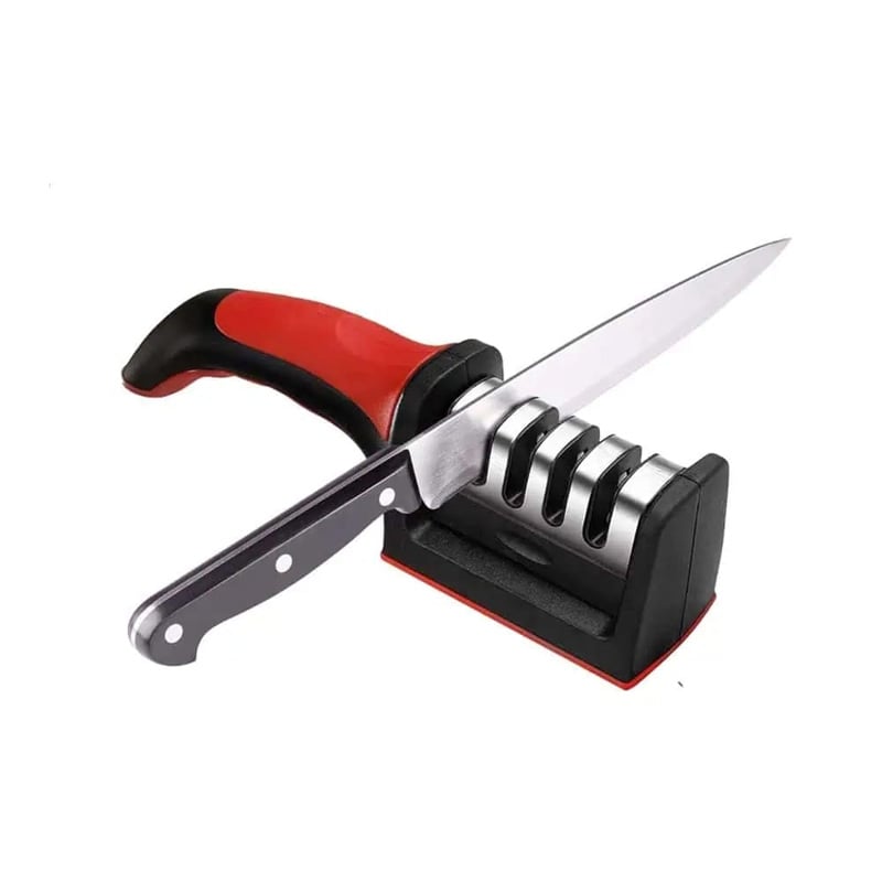 Picture of 3 Stages Knife Sharpener Sharpening Stone Sharpening Hone Grindstone -Red