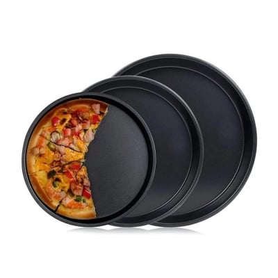 Picture of 3 pieces Set Non Stick/Oven Proof Heavy Pizza Pan / Mold With Black Coding- 1set -Black