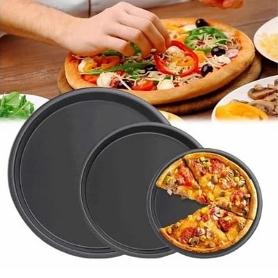 Picture of 3 pieces Set Non Stick/Oven Proof Heavy Pizza Pan / Mold With Black Coding- 1set -Black