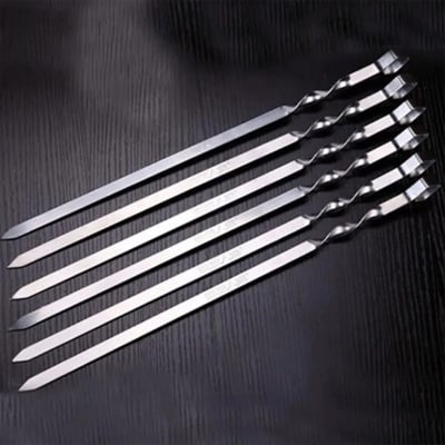 Picture of Reusable Barbecue Skewers Stainless Steel Skewer Stick Flat BBQ