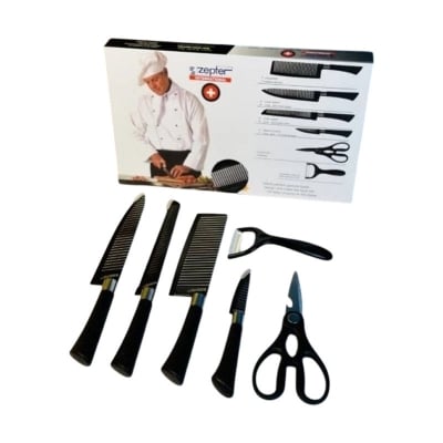 Picture of Professional Kitchen Knife Set with Scissors & Peeler -Black