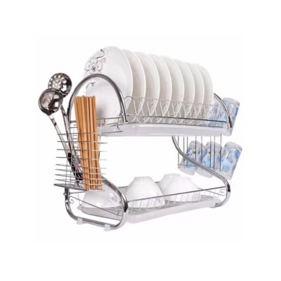 Picture of 2 Layer Dish Drainer Rack – Kitchen Dish Drying Stand -Silver