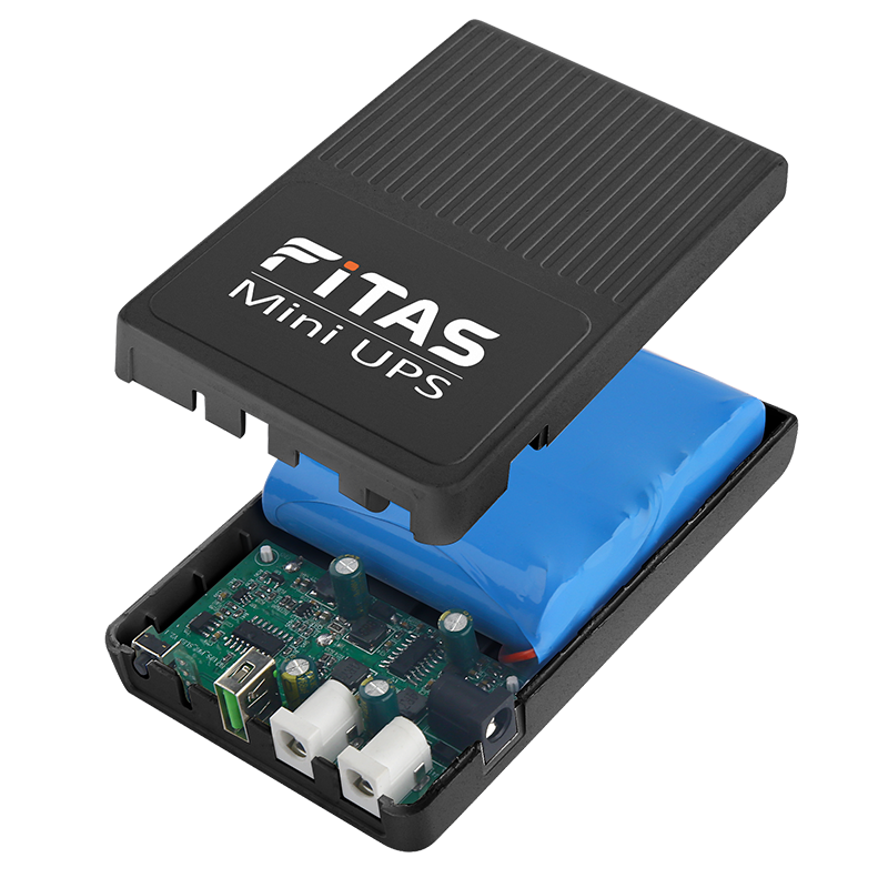 Picture of FiTAS Mini UPS Tm55 for Router, Onu, CCTV - 5v 12v 12v Volt Output 10400 mAh Battery - Black