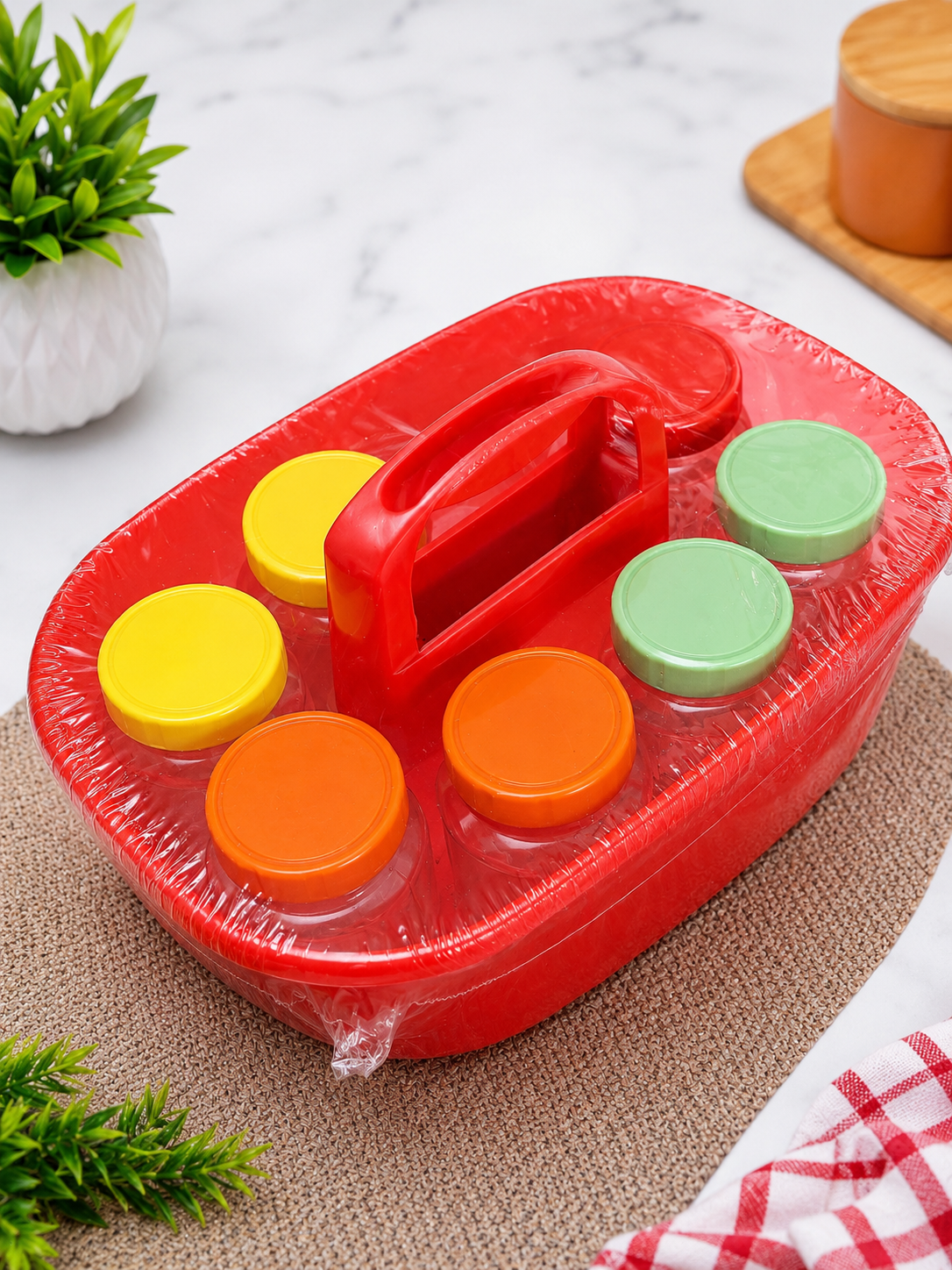 Picture of RFL Moving Basket with 8-Piece Noha Storage Jar Set | Portable Kitchen Organizer