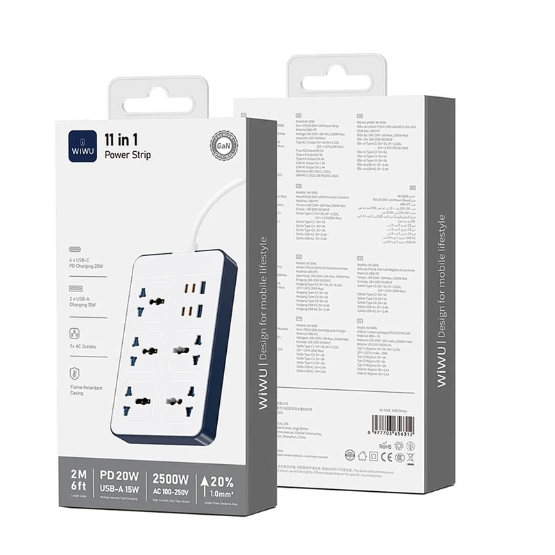 Picture of Wiwu Wi-S006 Smart MultiPlug (Power Strip) 11 Output 2500watt