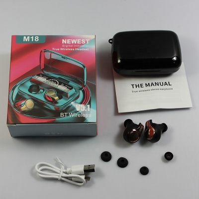 Picture of M18 TWS Bluetooth Earphones Wireless Sports Headphones Waterproof Touch Control Headset Lighting Stereo Earbuds With Microphones By ST Gadgets