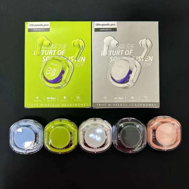 Picture of Ultrapods Pro True Wireless Earbuds with Display Transparent Design, Bluetooth 5.3 Auto Connection, Touch Control & Wireless charging Headset with Charging Case & Cab Long Life Battery in-Ear Bluetooth Headset  By ST Gadget