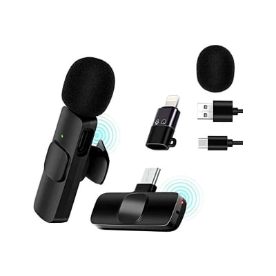 Picture of K8 Wireless Microphone Professional Lapel Lavalier Microphone Remove Noise For Typ C Microphone With Active Noice cancelation anc By ST Gadgets